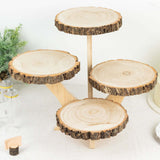 Natural 4-Tier Wood Slice Cupcake Stand Holder
